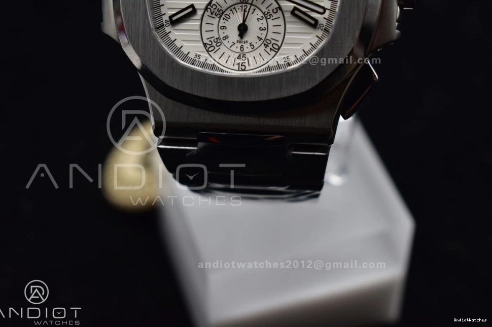 Mod SS Nautilus PPF Stk Wht Chrono Cozy A7750 5980 SS Date 435 0306